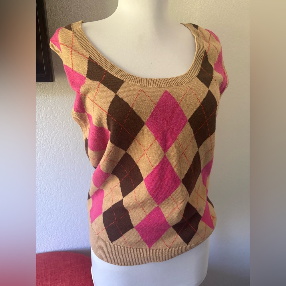 Tommy Hilfiger preppy argyle knit vest size S